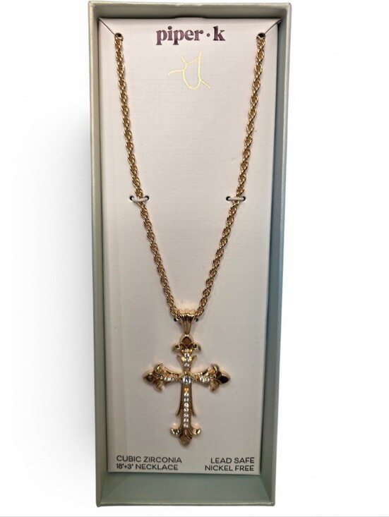 Piper K Jewelry - 💛▪️Piper K ▪️ Gold Cross Pendant Necklace with Clear Stones